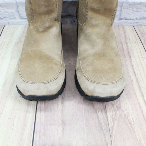 LL BEAN Tan Suede Fleece Zip Primaloft Insulated Boots Size 10.5 M - Picture 5 of 11